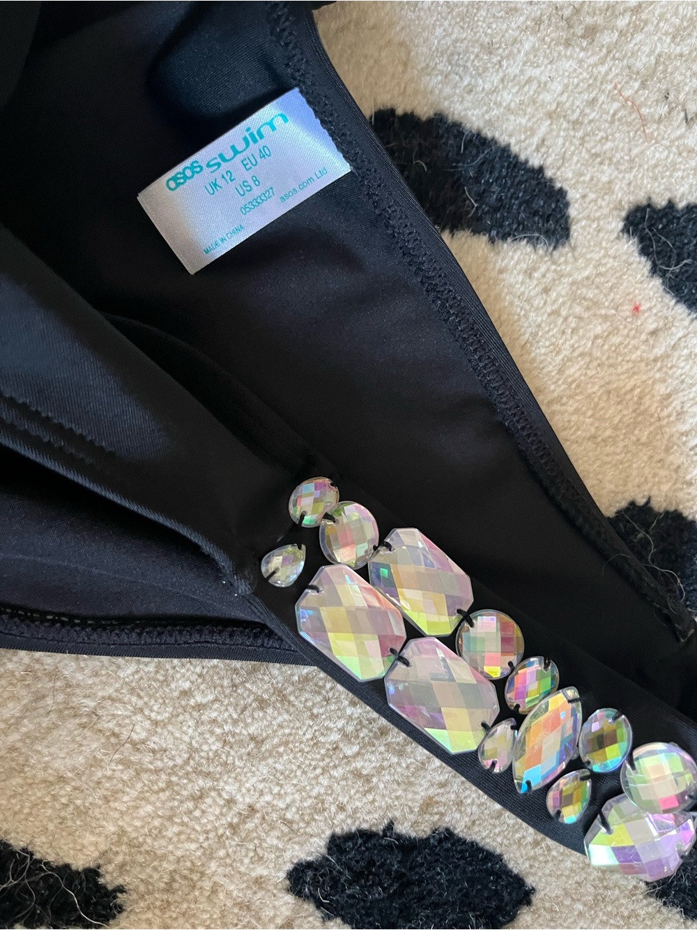 ASOS BEADED BIKINI BOTTOM SZ8/M add any black bikini top!